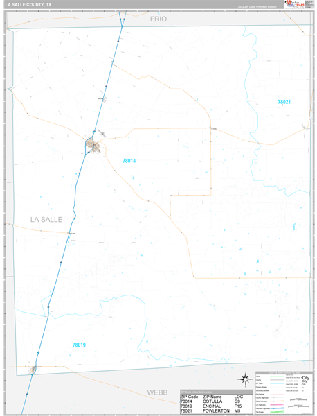 La Salle County, TX Carrier Route Wall Map